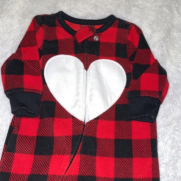 (2 for $10) carters plaid hear footie/ sleeper - Picture 2 of 4